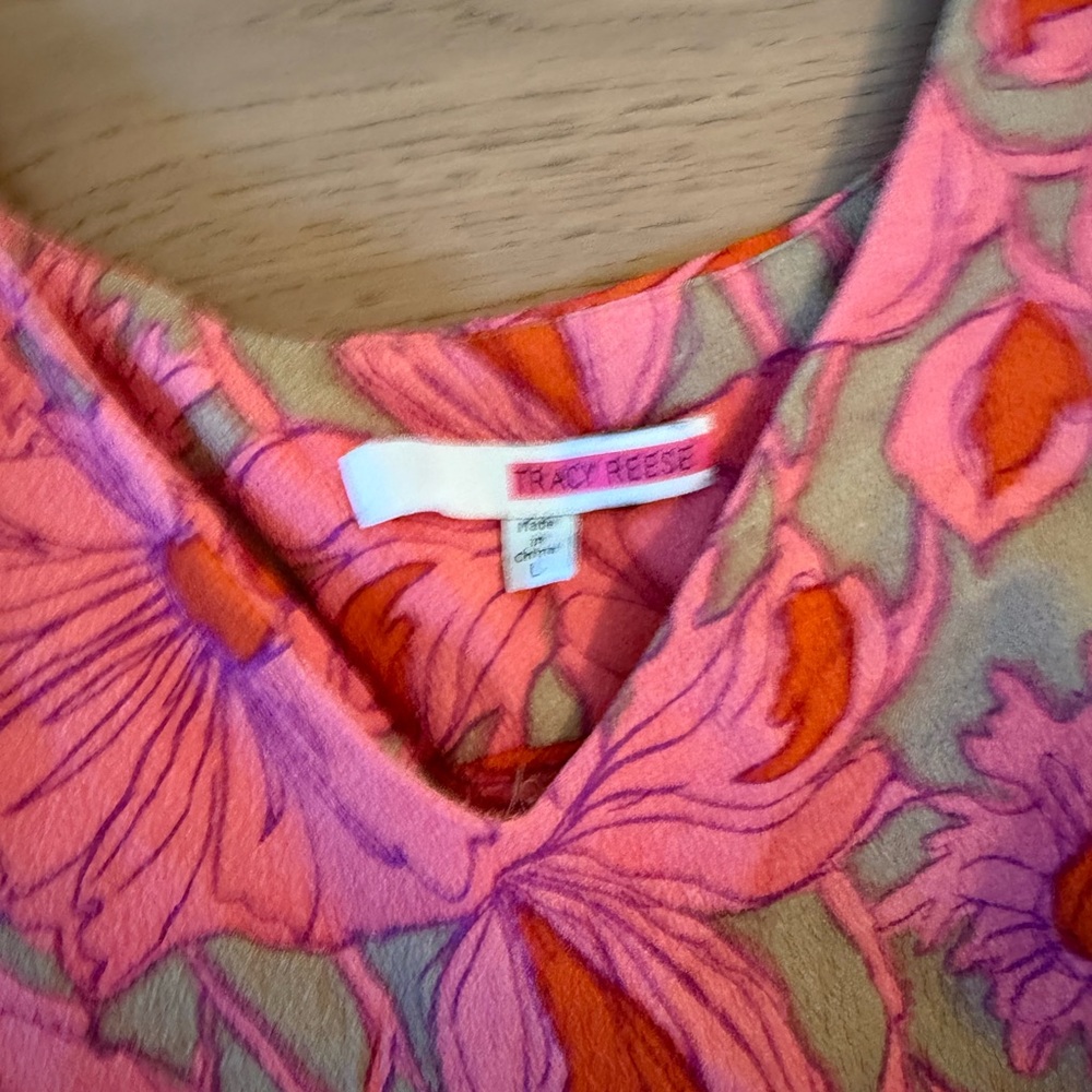 Tracy Reese Pink and Orange Floral Shift Dress - Picture 2 of 5